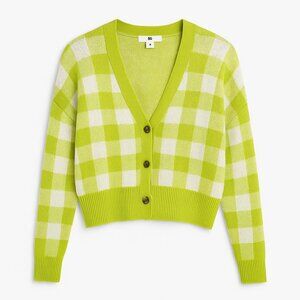 BP. Lime Green Checkered Button-Up Cardigan — Size Medium (M)